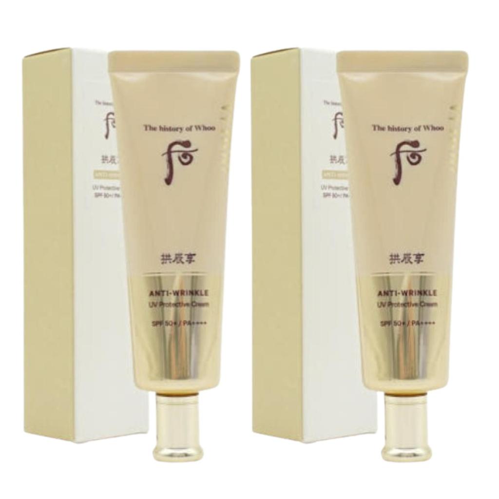 The history of whoo Gongjinhyang Anti-Wrinkle UV Protective Cream SPF50+ PA++++ 50ml | Korean Herbal Anti-Aging Daily Sunscreen