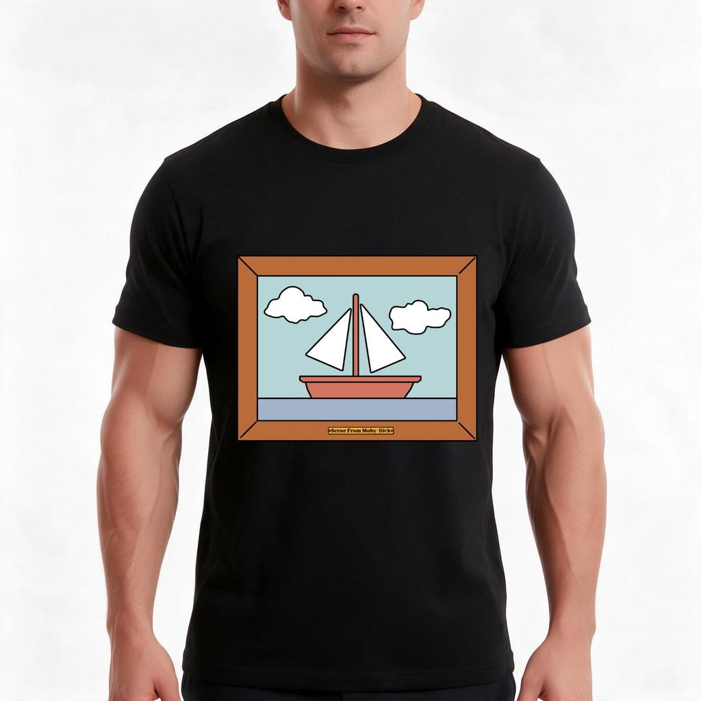 Scene From Mobydick Tshirt Summer Casual Cotton Tee Oversized Streetwear Tops Vintage Graphic Print Loose Fit Short Sleeve