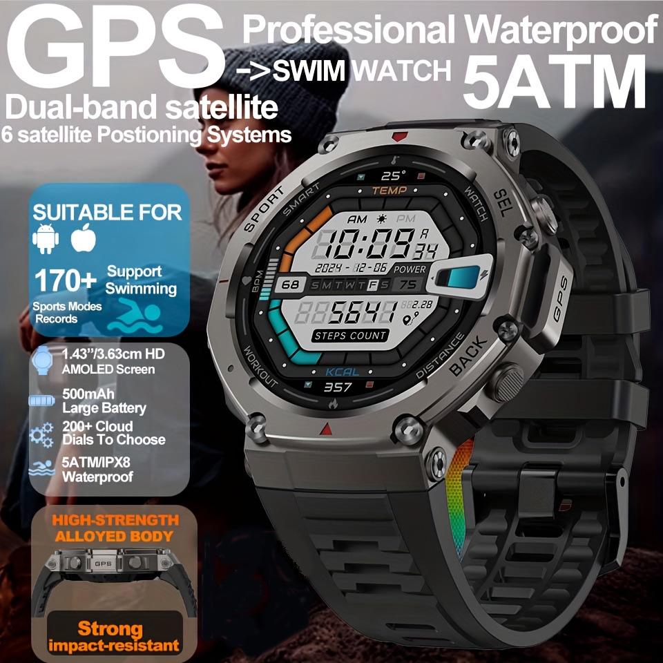 DM52 Smartwatch: Waterproof IP68, Bluetooth Calls, GPS Sport Tracker, Swimming-Compatible