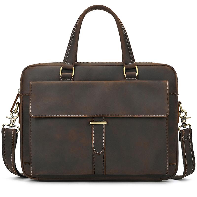 2026 New Designer Leather Laptop Bag For Business Retro Cwoskin Computer Bag for Men Man Briefcase Shoulder Bag Tote Handbags