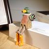 Envy Porcelain Long-Legged Duck: Handmade Wooden Carving, Small Ornament, Humorous Office Desktop Decoration.