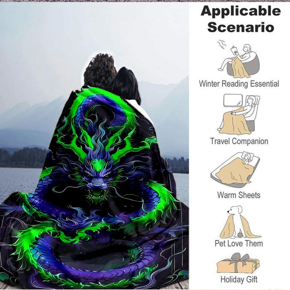 1PC Dragon Artwork Blanket, Throw For Sofa, Bed, Travel, Printing Blanket With Soft And Warm Fabric yy250918135
