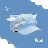 Leather Buckle Newsboy Cap Mini Wing Decor Streetwear Hat Harajuku Cat Ear Beret Hat  Daily