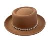 New Four Seasons Top Hat Diamond Felt Hat Curled Flat Top Fashion Versatile Sunscreen Women'S Hat