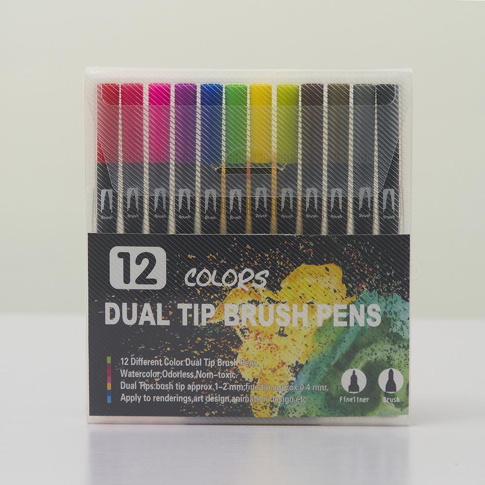 

Набор двухсторонних акварельных ручек, 168 смываемых цветов, мягкие художественные ручки-кисти, не пачкаются и подходят для детей Colorful