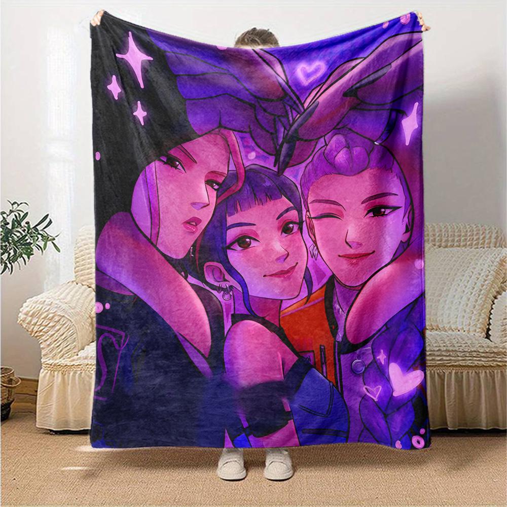 1pc KPop Demon Hunters160 Blanket, Gift, for Men and Women, Soft Blanket, Good for Sofa Bed Couch Travel, Lightweight Flannel Blanket