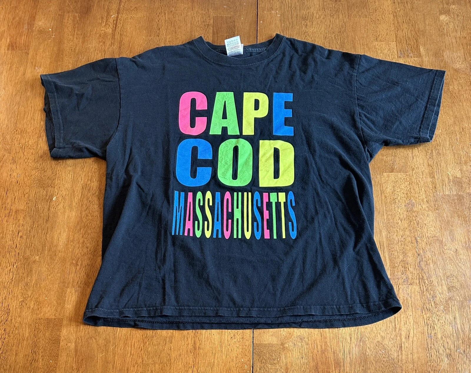Vintage Cape Cod Massachusetts Colorful T Shirt Fits Size Large Y2K 2XL