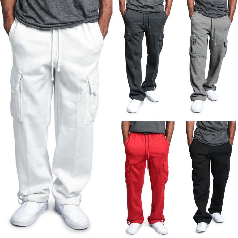 Spring Men's Multi-pocket Overalls Loose Casual Drawstring Trousers