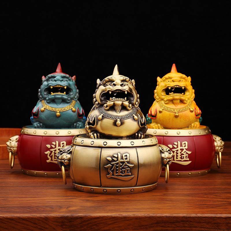 Brass Pixiu Incense Burner Daily Wealth Office Living Room Desktop Painted Metal Craft Copperware Pure Copper Ornament