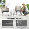 Set aus 2 Gartenstühlen mit Kissen und Armlehnen, aus Stahl und PE-Rattan, 54x65x80 cm, Dunkelgrau