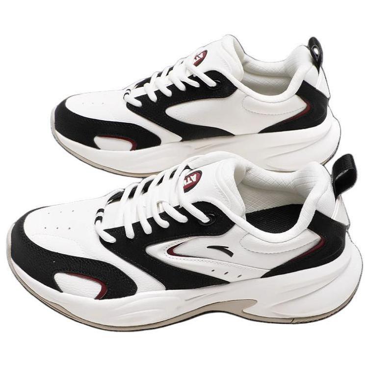 Anta Ace Comfortable Breathable Non-Slip Wear-Resistant Low-Top Dad Shoes Men Sneakers White Red 912438812-2