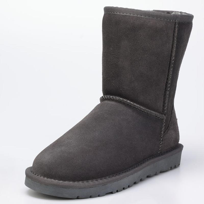 Dames Halfhoge Sneeuwschoenen Koeien Suède Kunstbont Gevoerd Winter Warme Laarzen Antislip Casual Outdoor Botas Mujer 40 grijs