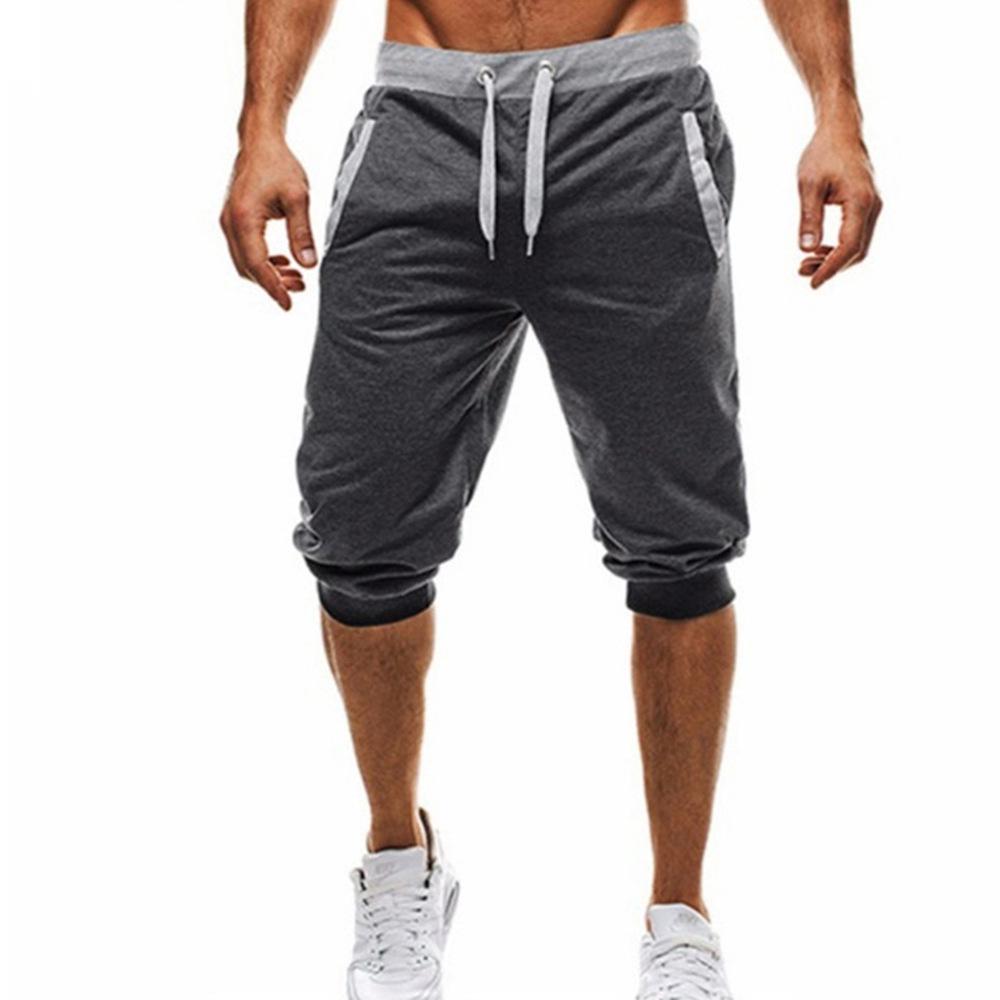 Men's Slim Fit Color Block Jogging Shorts - Trendy European/American Mid-Length with Customizable Logo