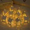 2M 10LED Weihnachten Holzhaus LED Lichterkette 2025 Neujahr Home Hängegirlande Weihnachtsbaum Ornamente Dekoration Lampe