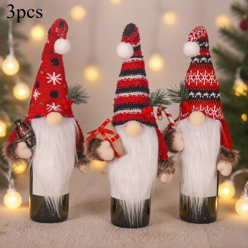 

New Christmas Fluffy Dwarf Doll with Knitted Curved Hat and American Holiday Plush Decoration