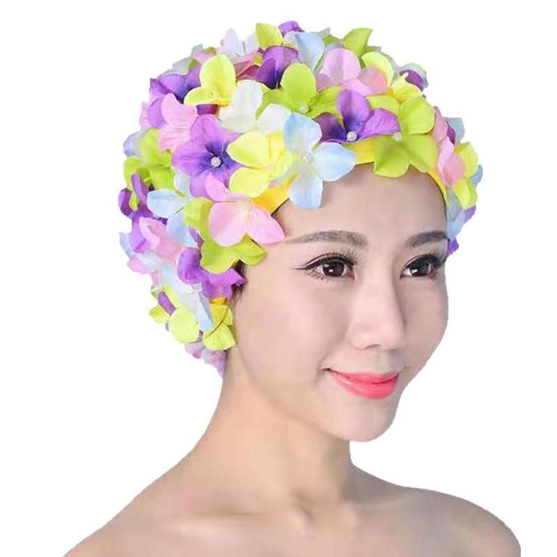 Swimming Bath Cap Breathable 3D Flower Women Bathing Caps Soft Long Hair Diving Hood Ear Protection Pool Accessories