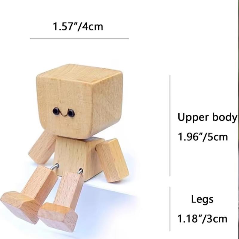 Christma Shaking Man Statue Wooden Man Figurines With 12 Replacement Expression Unique Car Dashboard Decoration Desktop Ornament