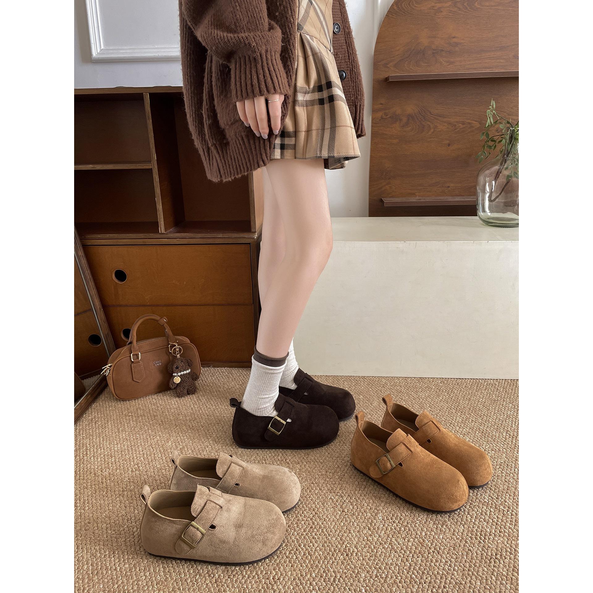 Wang Fan thick-soled all-inclusive Birkenstocks autumn versatile with skirts and soft-soled single shoes 35