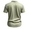Men's Linen Button Down Shirt Vertical Stripe Pattern Short Sleeve Casual Loose Fit Breathable Summer Shirt with Turn Down Collar
