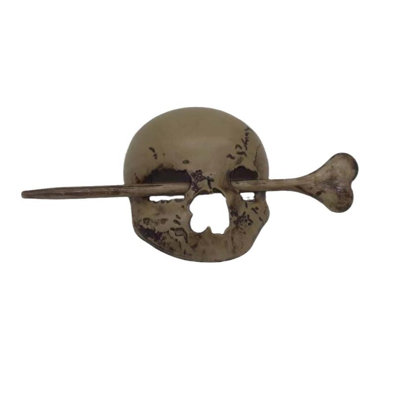 1Set Hair Pin Stick Slide and Faux Bone Halloween Skull Hairpin
