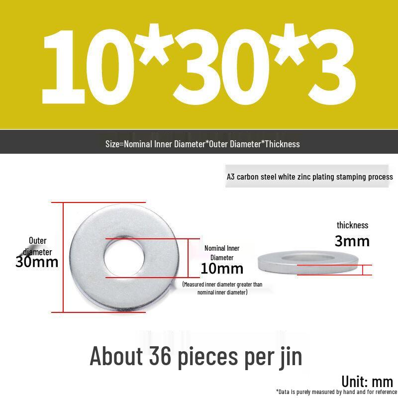 Extra Large Galvanized Metal Flat Washer - Thickened Round Screw Washer M6-M16