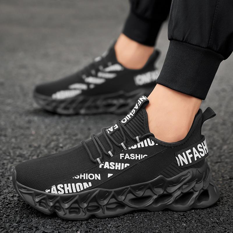 Men's shoes autumn breathable fly-woven casual men's trend blade fish scale sports running shoes
