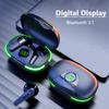 VAORLO Bezdrátová sluchátka Pro80 TWS Sluchátka s digitálním displejem Mini sluchátka do uší s mikrofonem HD RGB osvětlením pro všechny smartphony