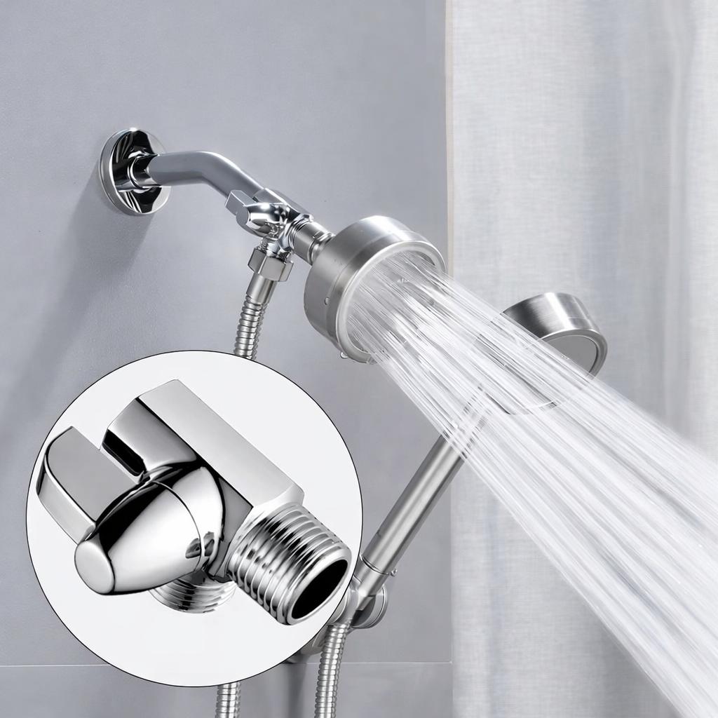 Brass Shower Head Water Separator Chrome Plated Wall Mount Bathroom Faucet One-In Two-Out Changeover Valve Modern Simple Design