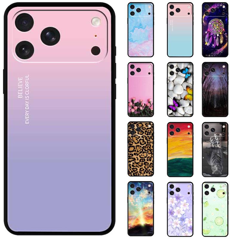 Color Case For iPhone 16 Pro Max 15 plus 17 14 pro 16e 17 Air Fashion Back Gradient Funda Shockproof Silicone Soft Phone Cover