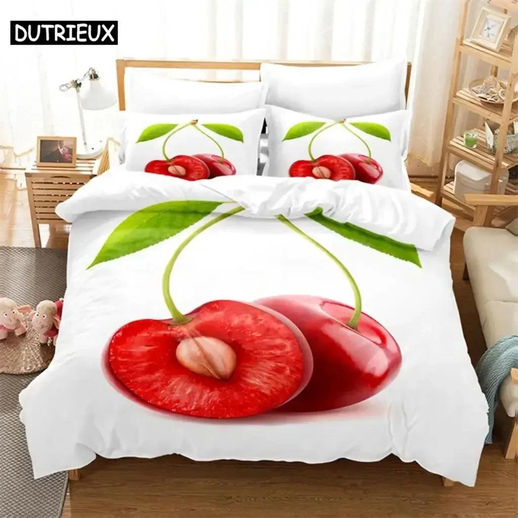 Red cherry Bedding Set Duvet Cover Set 3d Bedding Digital Printing Bed Queen Size Bedding Set Fashion Design