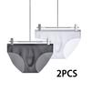 2PCS Men's Summer Ice Silk Triangle Underwear Breathable Quick Dry Plus Size