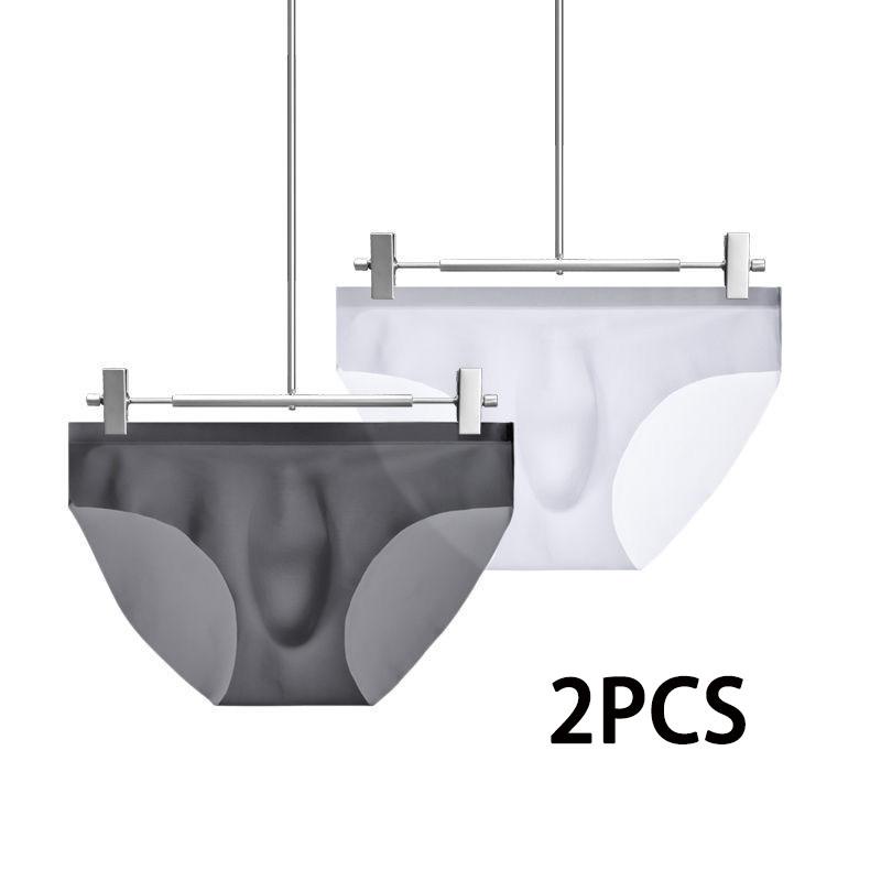 2PCS Men's Summer Ice Silk Triangle Underwear Breathable Quick Dry Plus Size