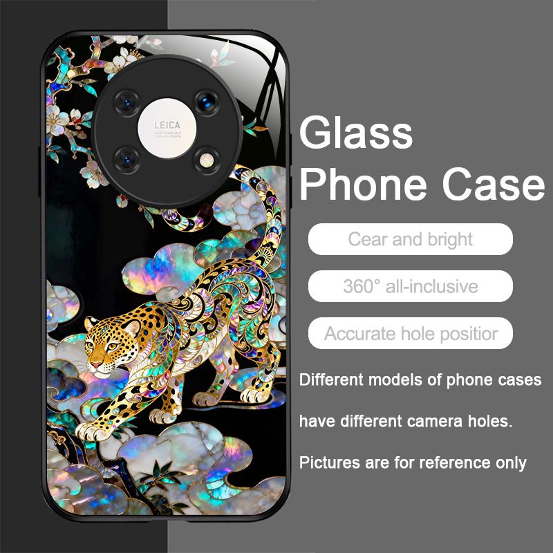 Stylish Dragon Leopard Marble Texture Tempered Glass Phone Case for Huawei Honor 400 200 100 90 80 Magic 7 Pro 6 5 Lite X9 Cover