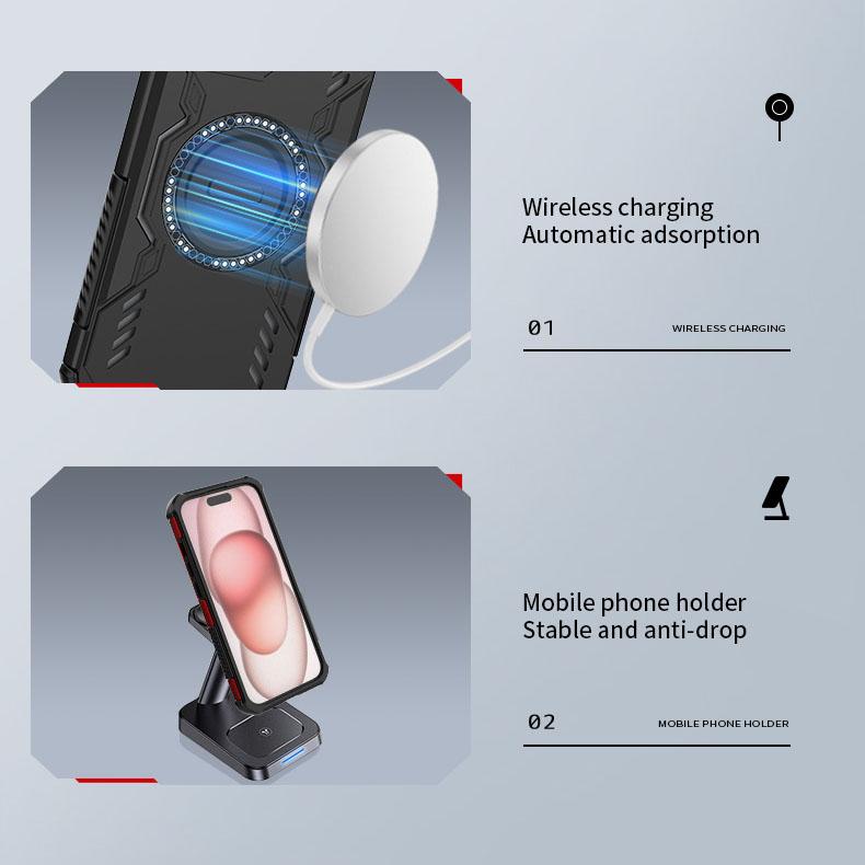 Hard Magnetic Phone Case For iPhone 15 16 Pro Max 16E Samsung Galaxy S25 Ultra A06 A16 A26 Dual-Layer Heavy Duty TPU+PC Shockproof Cover For Redmi