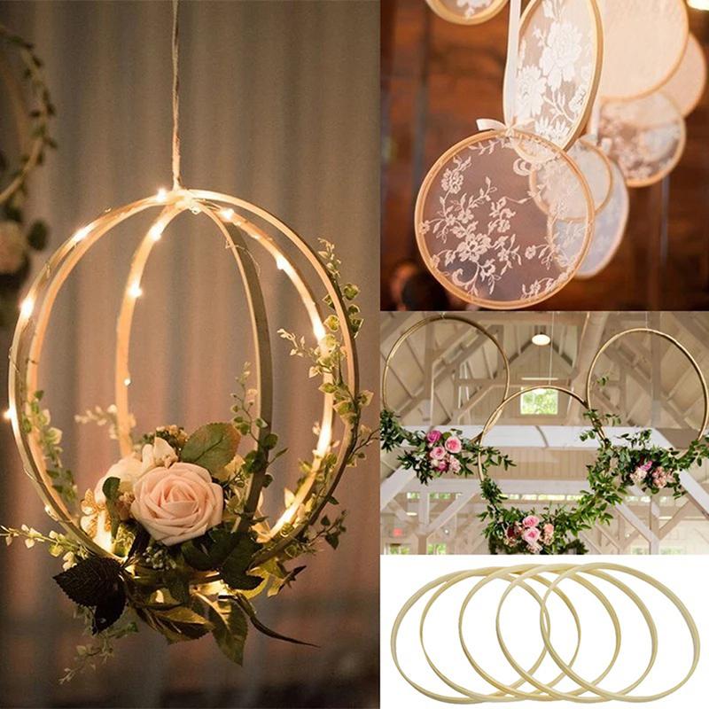 1Pc Bamboo Circle Frame Diy Dream Catcher Ring Embroidery Hoop Flower Wreath