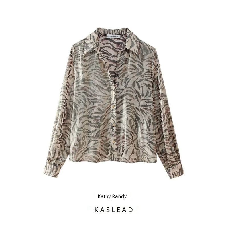 Kaslead New Arrival Women's Fashion Style Fashion Animal Pattern Print Metal Foil Shirt 9878149