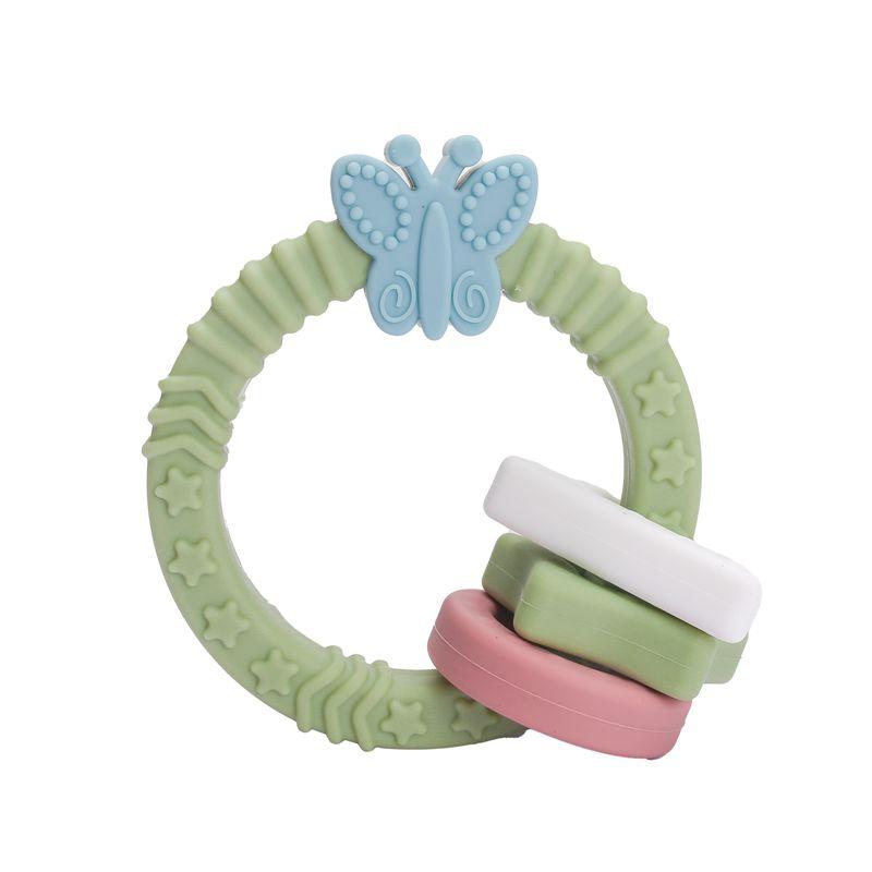 

1 шт. Детский силиконовый прорезыватель для зубов, браслет, игрушки в форме бабочки, прорезыватель для зубов без BPA, уход за зубами новорожденных, игрушки для прорезывания зубов 9*8.6cm