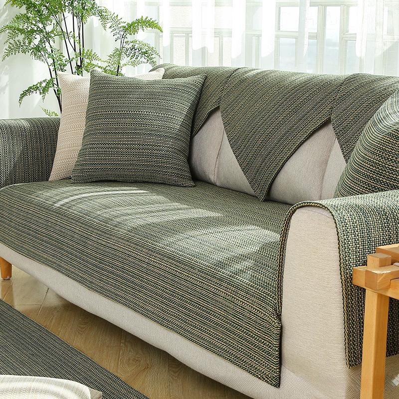 Sofa Cushion Cotton and Linen Four Seasons Universal Non-Slip Fabric Cushion Linen Old Coarse Cloth Sofa Cover Cover Cloth Simple Modern