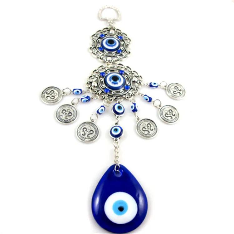 Evil Eye Wall Hanging Blue Glass Eye Charm Alloy Pendant Protection Decor For Home Office Hanging Ornament Gift Room Decor Quality