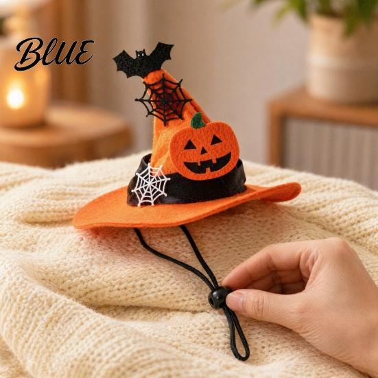 Pet Halloween Hat Dog Hat Adjustable Cat Witch Pumpkin Bat Cobweb for Small Medium Dogs Cats Holiday Costume Photo Prop Medium-sized