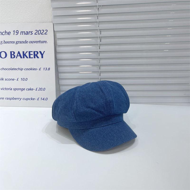 Vintage Beret Octagonal Caps Women Hats Solid Color Denim Cloth Casual Female Newsboy Cap Good Quality Painter Cap New