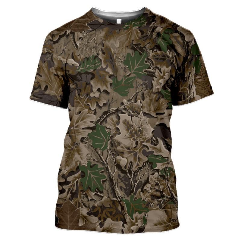 Mens Jungle Camo T-Shirt Short Sleeve Slim Fit Digital Print Outdoor Casual Tee