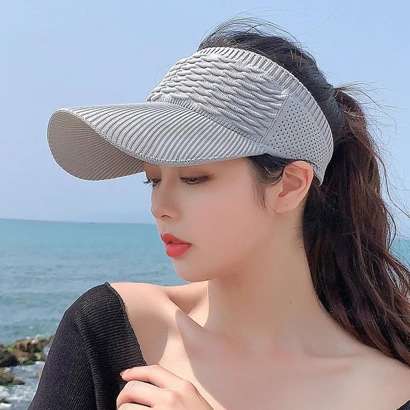 WTEMPO Summer Sun Protection Visor Cap Women Running Sports Travel Sun Hats Solid Color Casual Duckbill Cap Baseball Cap