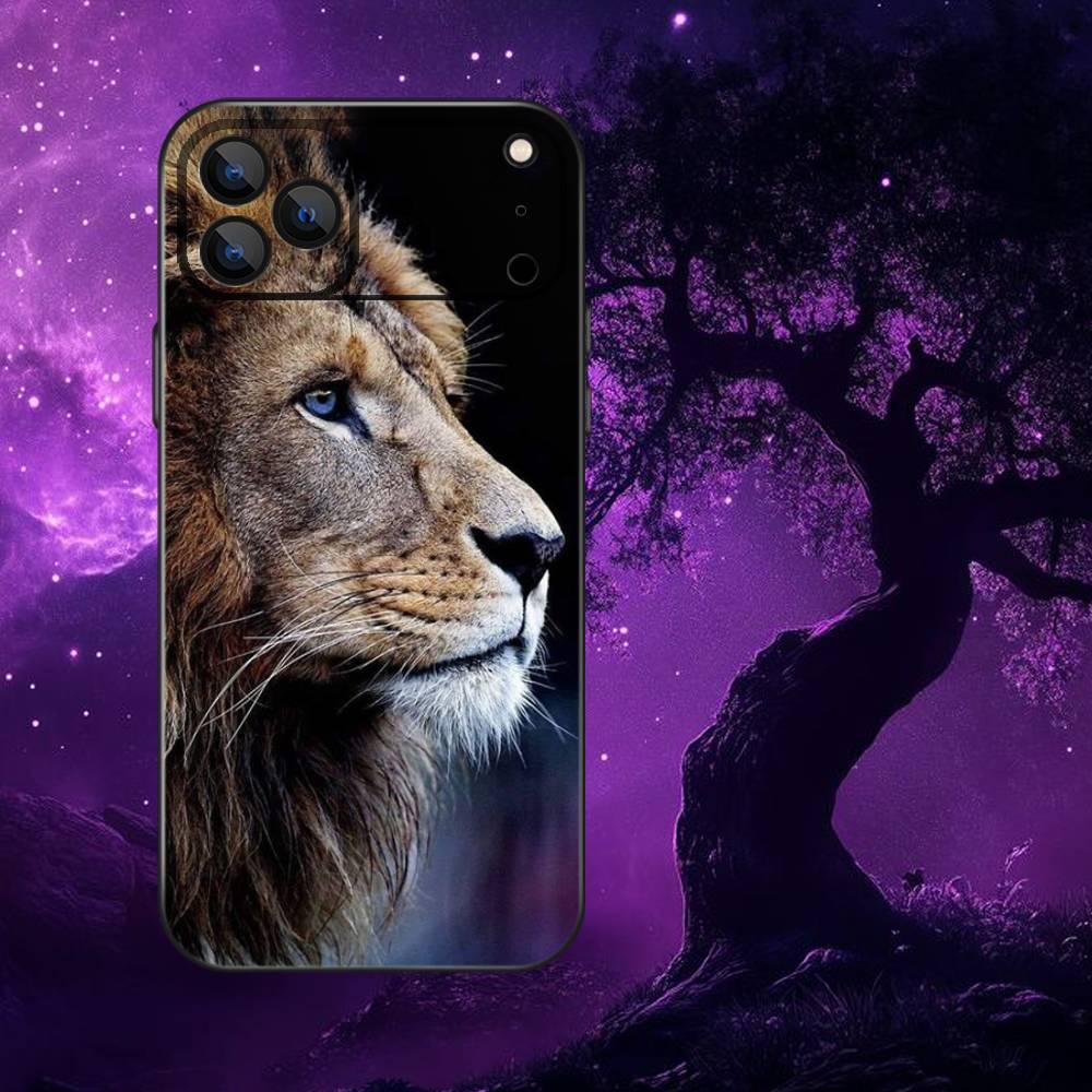 

Animal Cover Tiger Lion Phone Case For iPhone 17,16,15,14,13,12,Pro,Max,Plus,E,SE4,Air,Mini Black Soft Box iPhone17pro