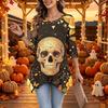 Women's Casual Halloween Print Top, Loose Fit Three-Quarter Sleeve