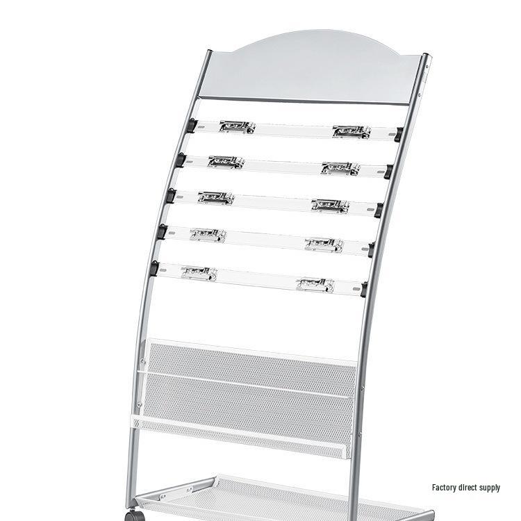 Floor-Standing Magazine, Newspaper, and Book Display Rack for Promotional Material and Office Storage