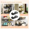 2 - Pack Aluminum Shower Caddy With 2 towel bars and 4 fixed hooks,No Drill Wall Mount Adhesive shower shelves for inside shower,Black Rustproof