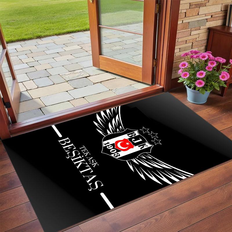 Tappeto Antiscivolo in Velluto di Cristallo, Tappeto con Design Besiktas per Interni Soggiorno Camera da Letto Decorazione Casa