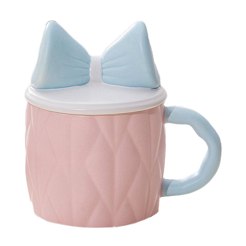 Matte Schleife Tasse Stil Keramiktasse Hochwertige Tasse mit Deckel Wasserbecher Geschenkbox für beste Freundin Tasse