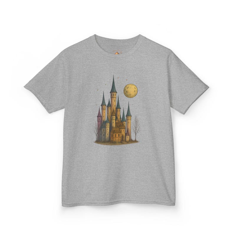 Kids Moonlit Castle T Shirt, Fantasy Castle Tee, Gothic Castle Top, Fairytale Shirt, Dark Academia Aesthetic, Halloween Tee, Castlecore Tee 100